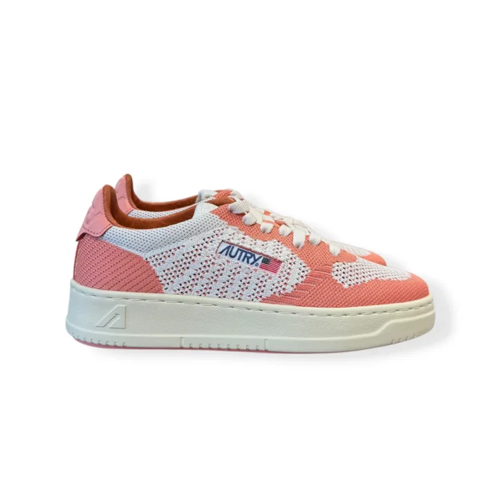 Sneakers Autry Donna in Tessuto Traforato Bianco e Salmone Art. EKLW KB06, foto 1 di 5