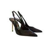 Slingback con Cinturino Regolabile alla Caviglia Ninalilou in Vernice Nera e Tacco Oro 11 cm art. 361250HL - immagine 2