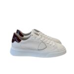Sneakers Uomo Philippe Model Temple in Pelle Bianca Spoiler in Vernice Bordeaux art. BTLU V020