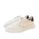 Sneakers Uomo Philippe Model Temple in Pelle Bianca Spoiler in Vernice Bordeaux art. BTLU V020 - immagine 3