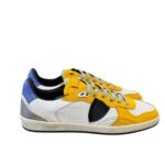 Sneakers Uomo Philippe Model PGAL In Pelle Bianca e Gialla Spoiler Indaco art. PGLU TV04