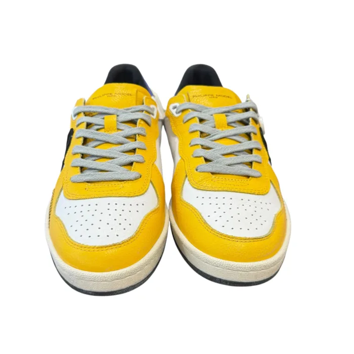 Sneakers Uomo Philippe Model PGAL In Pelle Bianca e Gialla Spoiler Indaco art. PGLU TV04, foto 3 di 5