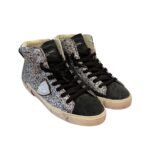 Sneakers Stivaletto Donna Philippe Model Paris Prsx High in Camoscio Nero Glitter Argento art. PRHD GG11 - immagine 2