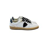 Sneakers Donna Philippe Model PGAL in Pelle Bianca Scudetto Glitter Spoiler Blu art. PGLD VG02