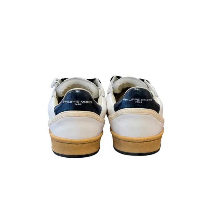 Sneakers Donna Philippe Model PGAL in Pelle Bianca Scudetto Glitter Spoiler Blu art. PGLD VG02, foto 4 di 4