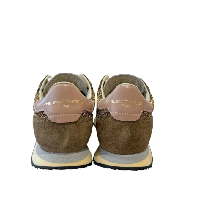 Sneakers Donna Philippe Model Blville In Camoscio e Glitter Marroni art. BVLD GR06, foto 4 di 4