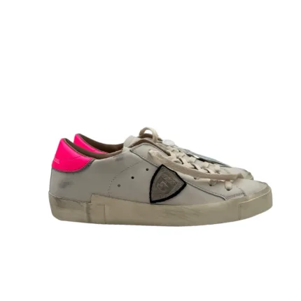 Sneakers Donna Paris Prsx Philippe Model in Pelle Bianca Spoiler Fucsia art. PRLD VP24