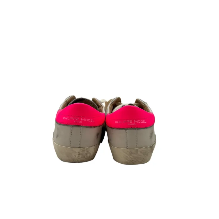 Sneakers Donna Paris Prsx Philippe Model in Pelle Bianca Spoiler Fucsia art. PRLD VP24, foto 5 di 5