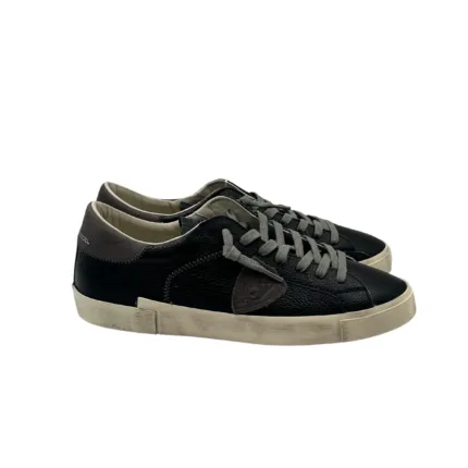 Sneakers Uomo Philippe Model Paris Prsx in Pelle Nera e Spoiler Tortora art. PRLU VZ10