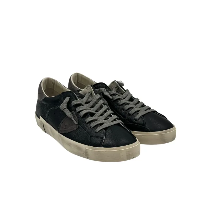 Sneakers Uomo Philippe Model Paris Prsx in Pelle Nera e Spoiler Tortora art. PRLU VZ10, foto 4 di 4