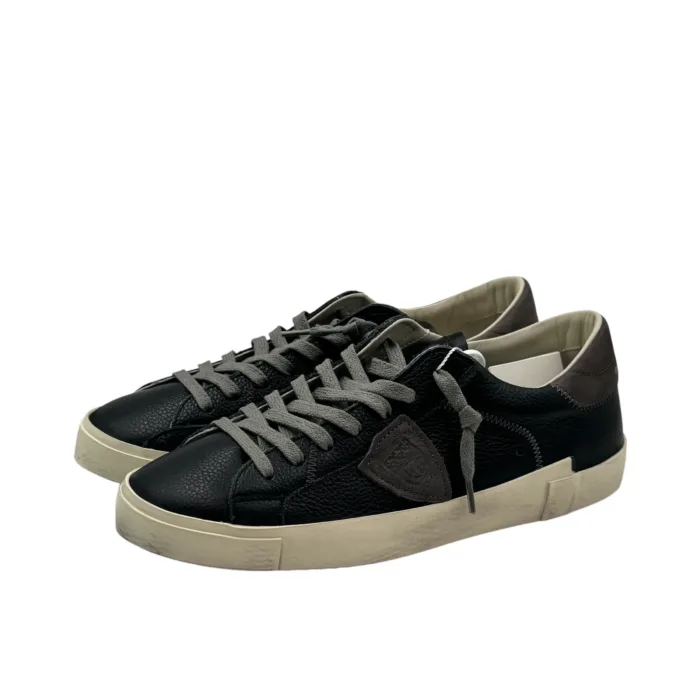 Sneakers Uomo Philippe Model Paris Prsx in Pelle Nera e Spoiler Tortora art. PRLU VZ10, foto 3 di 4