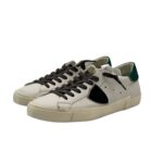 Sneakers Uomo Philippe Model Paris Prsx in Pelle Bianca Spoiler Verde Laccio Moro art. PRLU VD07 - immagine 3