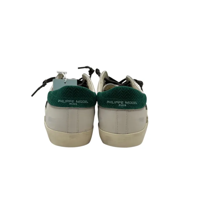 Sneakers Uomo Philippe Model Paris Prsx in Pelle Bianca Spoiler Verde Laccio Moro art. PRLU VD07, foto 4 di 4