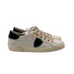 Sneakers Uomo Philippe Model Paris Prsx in Pelle Bianca e Spoiler in Tessuto Blu art. PRLU VD06