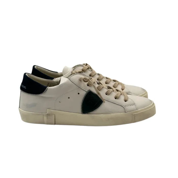 Sneakers Uomo Philippe Model Paris Prsx in Pelle Bianca e Spoiler in Tessuto Blu art. PRLU VD06, foto 1 di 4