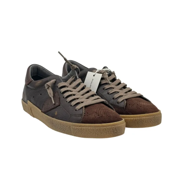 Sneakers Uomo Philippe Model Paris Prsx in Pelle Testa di Moro,Linguetta in Camoscio art. PRLU WRG1, foto 2 di 4