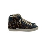 Sneakers Stivaletto Donna Philippe Model Paris Prsx High in Camoscio Nero e Cavallino Maculato art. PRHD AX03
