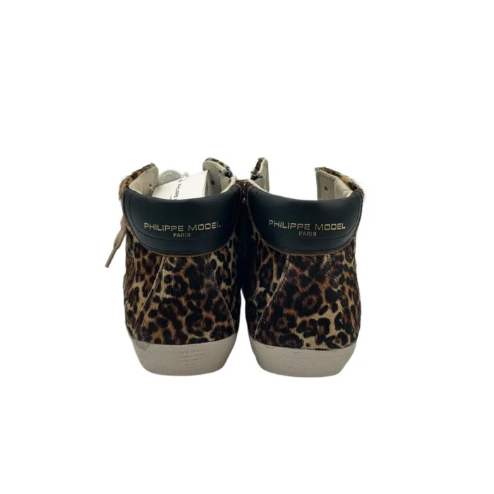 Sneakers Stivaletto Donna Philippe Model Paris Prsx High in Camoscio Nero e Cavallino Maculato art. PRHD AX03, foto 4 di 4