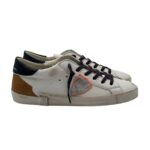 Sneakers Uomo Philippe Model Paris Prsx in Pelle Bianca e Spoiler Nero e Camoscio Beige art. PRLU WX58