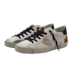 Sneakers Uomo Philippe Model Paris Prsx in Pelle Bianca e Spoiler Nero e Camoscio Beige art. PRLU WX58 - immagine 3