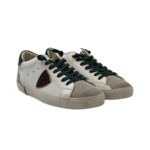 Baskets homme Philippe Model Paris Prsx en cuir blanc, aileron noir et languette en daim beige. PRLU WX55 - image 2