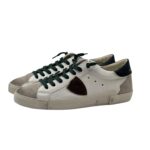 Baskets homme Philippe Model Paris Prsx en cuir blanc, aileron noir et languette en daim beige. PRLU WX55 - image 3
