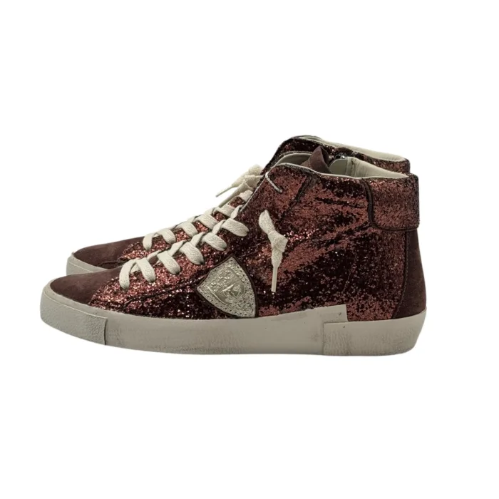 Sneakers Stivaletto Donna Paris Prsx Philippe Model in Glitter e Camoscio Bronzo art. PRHD GG10, foto 3 di 4