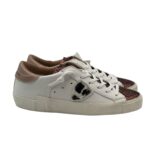 Sneakers Donna Paris Prsx Philippe Model in Pelle Bianca con Glitter Bronzo e Spoiler Nude art. PRLD VGA4