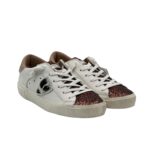 Sneakers Donna Paris Prsx Philippe Model in Pelle Bianca con Glitter Bronzo e Spoiler Nude art. PRLD VGA4 - immagine 2