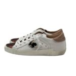 Sneakers Donna Paris Prsx Philippe Model in Pelle Bianca con Glitter Bronzo e Spoiler Nude art. PRLD VGA4 - immagine 3