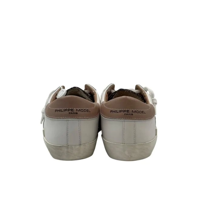 Sneakers Donna Paris Prsx Philippe Model in Pelle Bianca con Glitter Bronzo e Spoiler Nude art. PRLD VGA4, foto 4 di 4