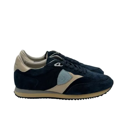 Sneakers Uomo Philippe Model Paris Blville in Camoscio Blu e Spoiler Avorio art. BVLU D004