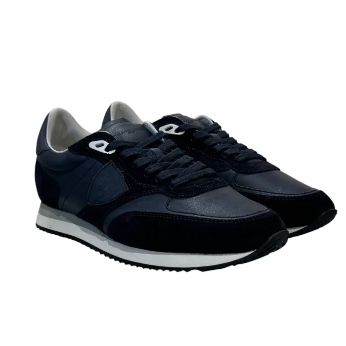 Sneakers Uomo Philippe Model Blville In Camoscio E Pelle Blu art. BVLU VD12, foto 2 di 4