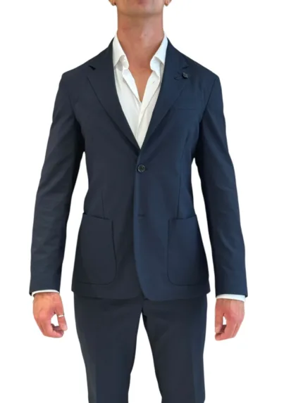 Abito Lardini in Tessuto Tecnico Misto Cotone Blu e Pantalone con Elastico Art. CN149E PAEL66701 850