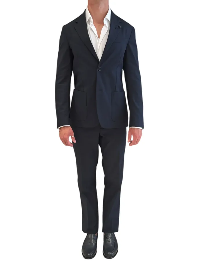 Abito Lardini in Tessuto Tecnico Misto Cotone Blu e Pantalone con Elastico Art. CN149E PAEL66701 850, foto 3 di 5