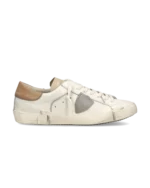 Sneakers Uomo Philippe Model Paris Prsx in Pelle Avorio con Spoiler Tortora art. PRLU VZ01