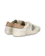 Sneakers Uomo Philippe Model Paris Prsx in Pelle Avorio con Spoiler Tortora art. PRLU VZ01 - immagine 3