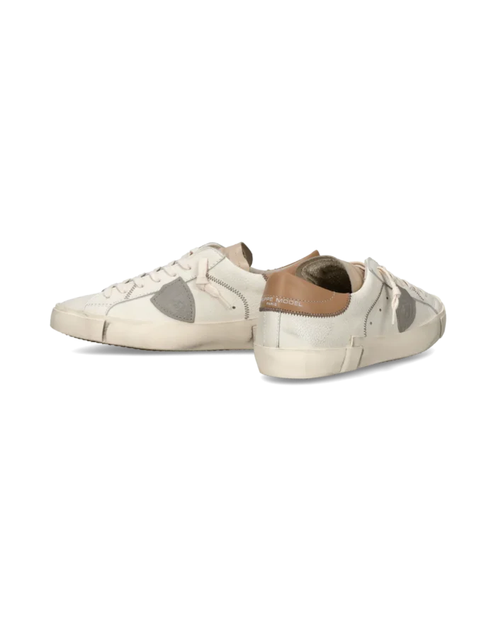 Sneakers Uomo Philippe Model Paris Prsx in Pelle Avorio con Spoiler Tortora art. PRLU VZ01, foto 6 di 6