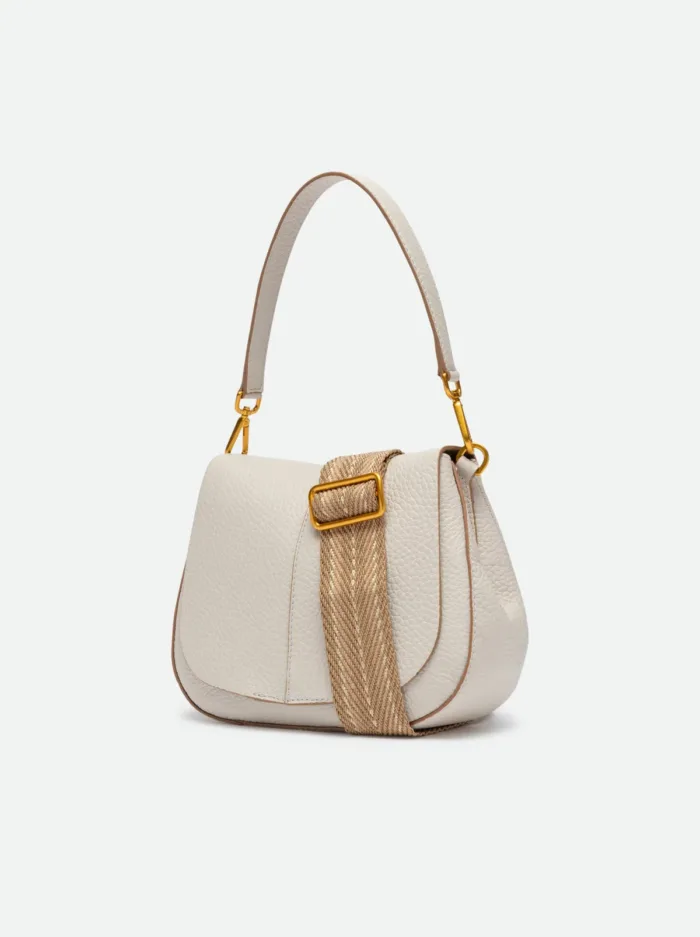 Borsa a Spalla Gianni Chiarini con doppia Tracolla In Pelle Avorio art. Sabbia Helena Round, foto 3 di 4