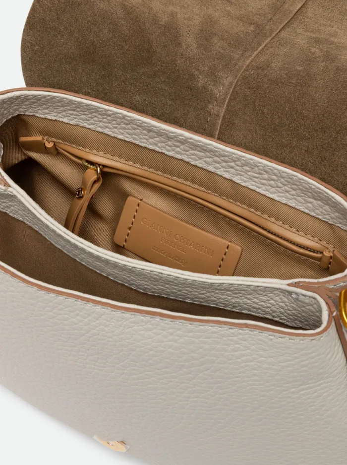 Borsa a Spalla Gianni Chiarini con doppia Tracolla In Pelle Avorio art. Sabbia Helena Round, foto 4 di 4