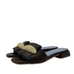 Ciabatta Lorenzo Mari In Pelle Martellata Marrone Testa di Moro, Accessorio Oro Tacco 3 cm art. Samu Mag 51 - immagine 2