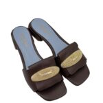 Ciabatta Lorenzo Mari In Pelle Martellata Marrone Testa di Moro, Accessorio Oro Tacco 3 cm art. Samu Mag 51 - immagine 5