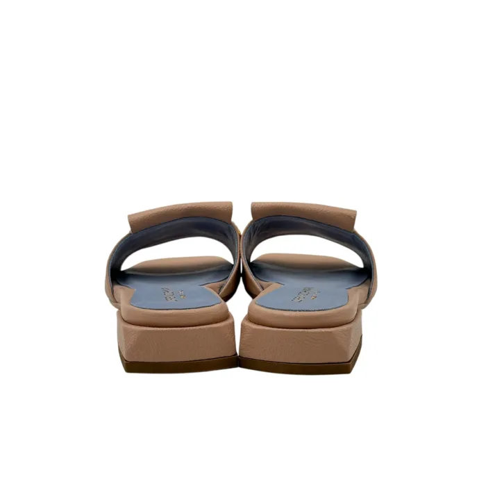 Ciabatta Lorenzo Mari In Pelle Martellata Rosa Nude, Accessorio Oro Tacco 3 cm art. Samu Mag 51, foto 5 di 6