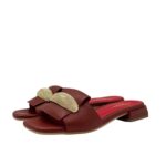 Ciabatta Lorenzo Mari In Pelle Mattone, Accessorio Oro Tacco 3 cm art. Samu Mag 51 - immagine 2
