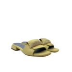 Ciabatta Lorenzo Mari In Pelle Giallo Limone, Accessorio Oro Tacco 3 cm art. Samu Mag 51 - immagine 2