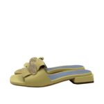 Ciabatta Lorenzo Mari In Pelle Giallo Limone, Accessorio Oro Tacco 3 cm art. Samu Mag 51 - immagine 4