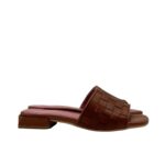 Ciabatta Lorenzo Mari In Pelle Intrecciata Marrone Tacco 3 cm art. Samu Mag 53