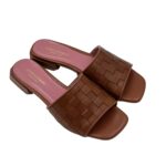 Ciabatta Lorenzo Mari In Pelle Intrecciata Marrone Tacco 3 cm art. Samu Mag 53 - immagine 5