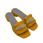 Ciabatta Lorenzo Mari In Pelle Martellata Giallo Ananas, Accessorio Oro Tacco 3 cm art. Samu Mag 51 - immagine 4