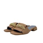 Ciabatta Lorenzo Mari In Pelle Beige Corda, Accessorio Oro Tacco 3 cm art. Samu Mag 51 - immagine 2